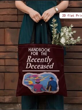 Handbook for the Recently Deceased Burgundy Graphic Tote Bag